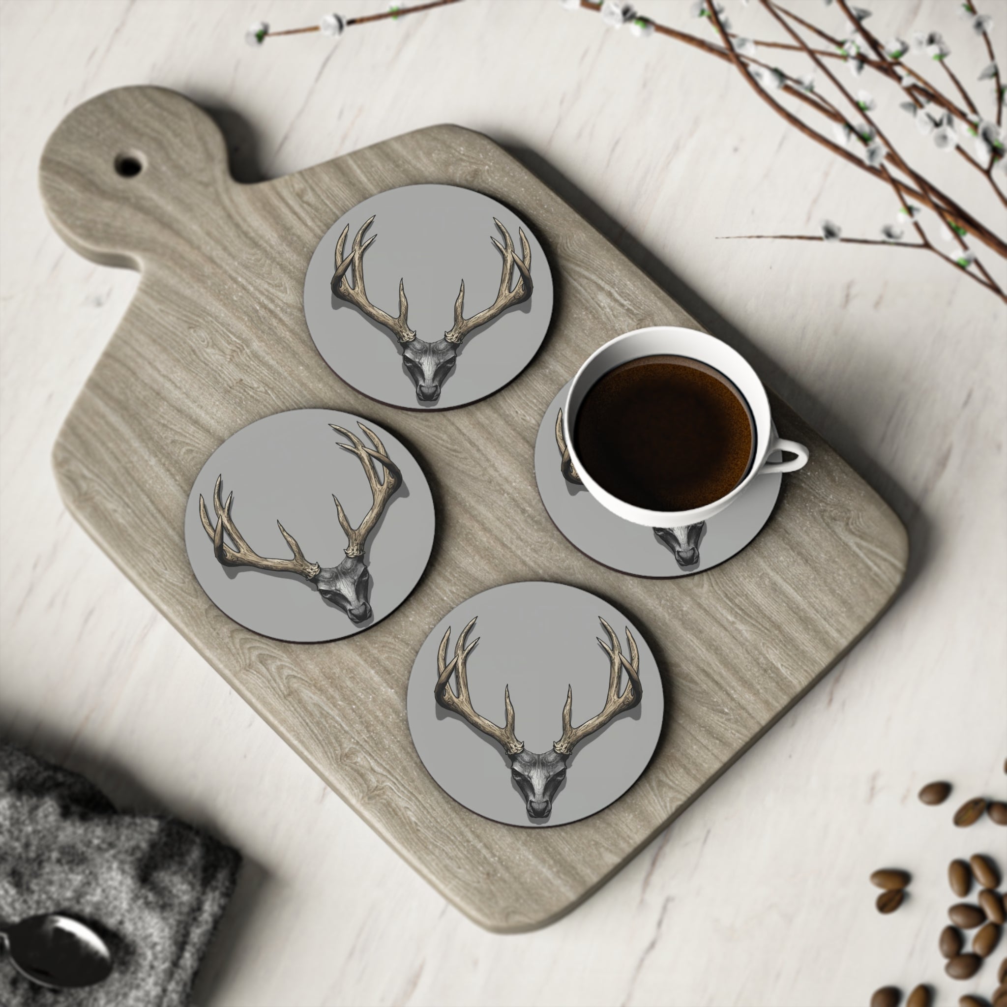 The Antler Incident Cork Coaster — Book On in The Ironopolis Files — Drink Coaster