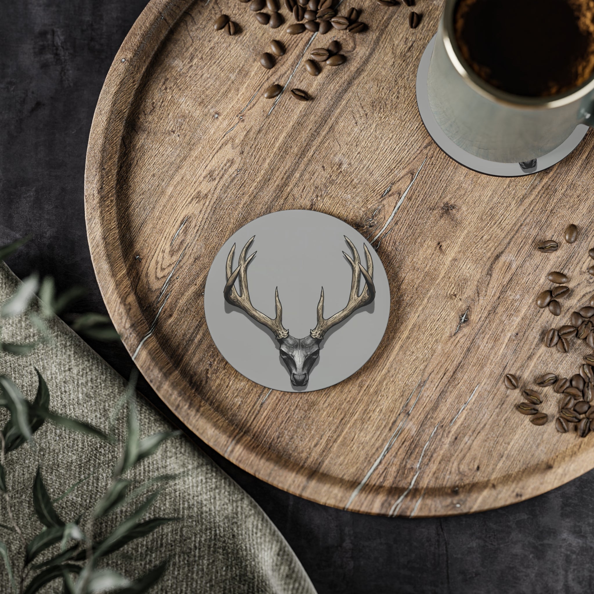 The Antler Incident Cork Coaster — Book On in The Ironopolis Files — Drink Coaster