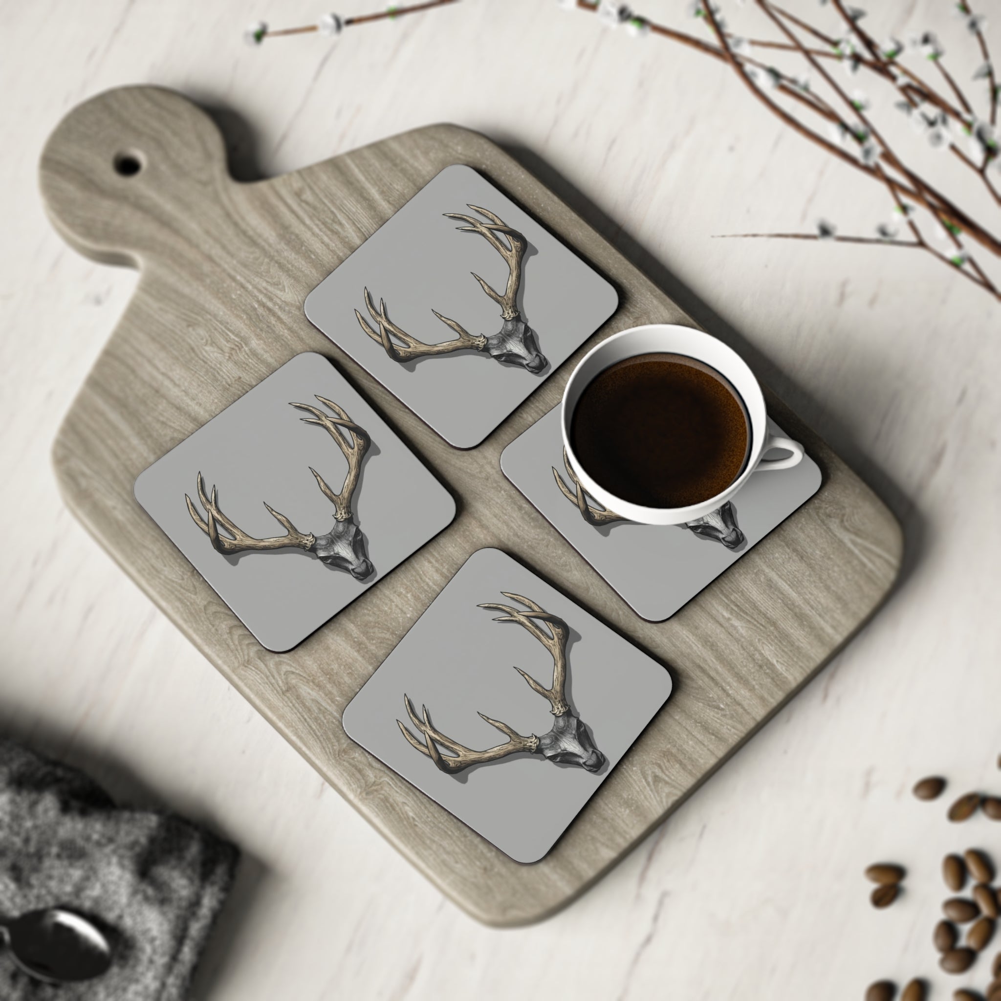 The Antler Incident Cork Coaster — Book On in The Ironopolis Files — Drink Coaster