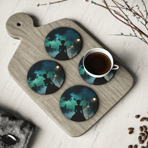 Alice | The Antler Incident | Book One of the Ironopolis Files | Stag Woman Cork Coaster — Home Décor