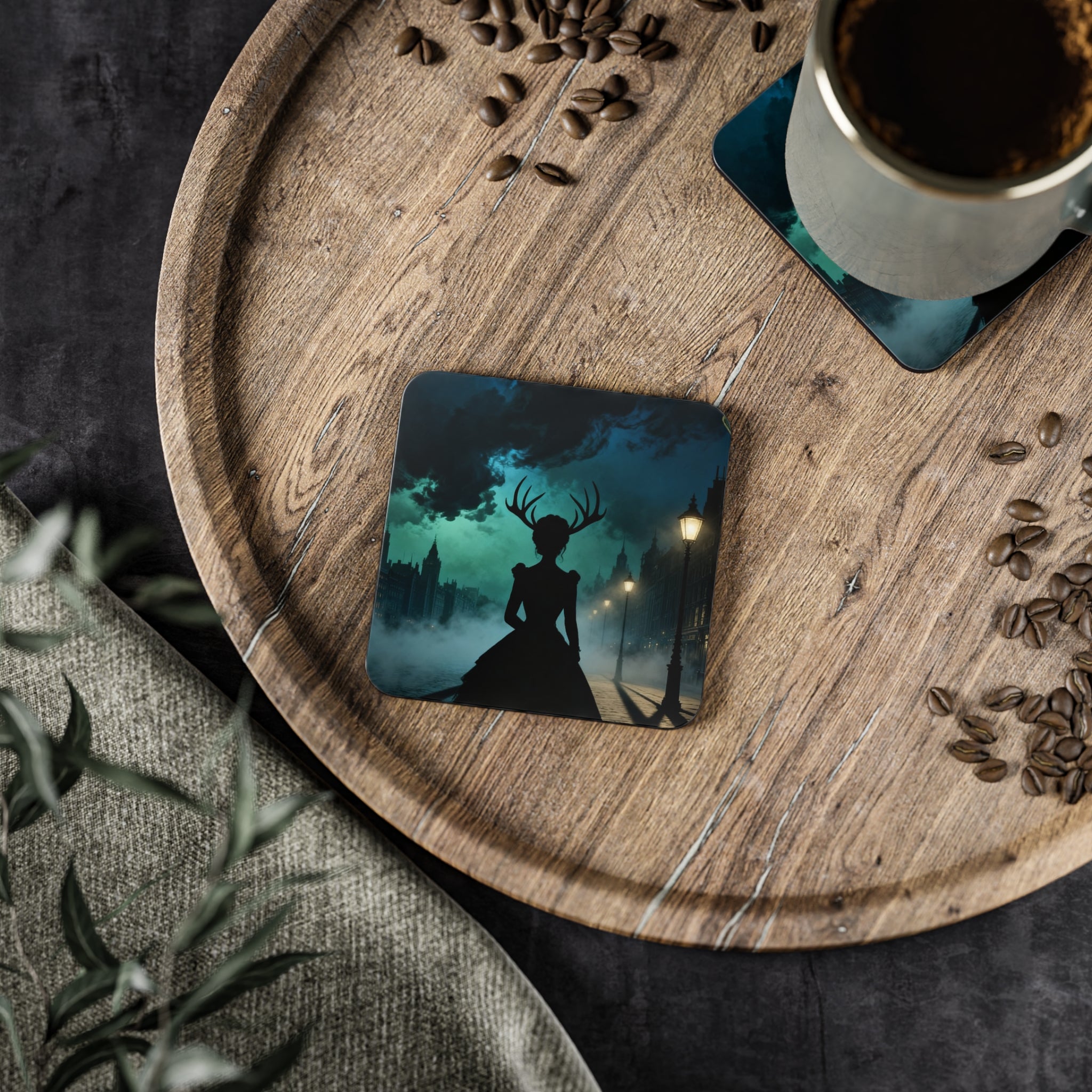 Alice | The Antler Incident | Book One of the Ironopolis Files | Stag Woman Cork Coaster — Home Décor