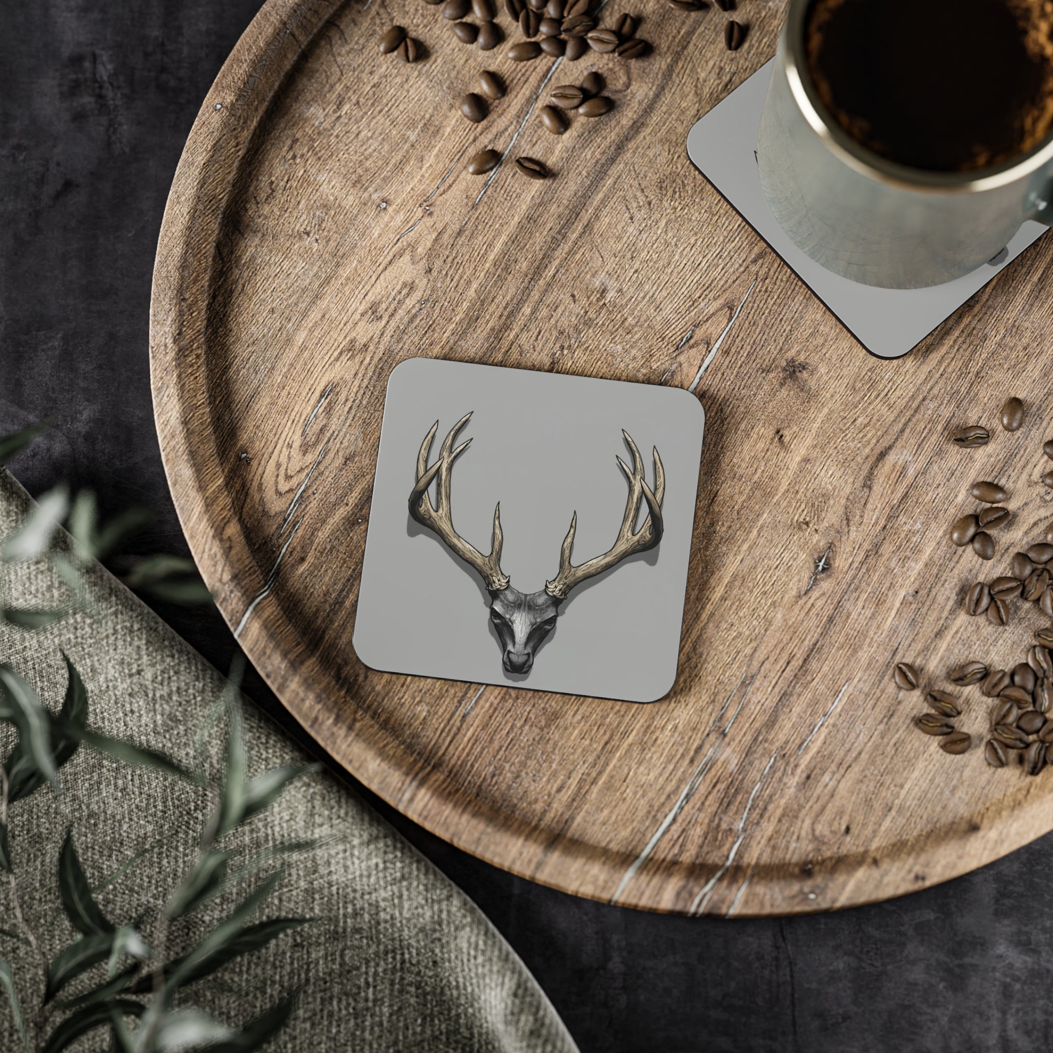 The Antler Incident Cork Coaster — Book On in The Ironopolis Files — Drink Coaster