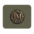 Monogram LM Mouse Pad — Olive Green Vintage Gold Initial Desk Mat